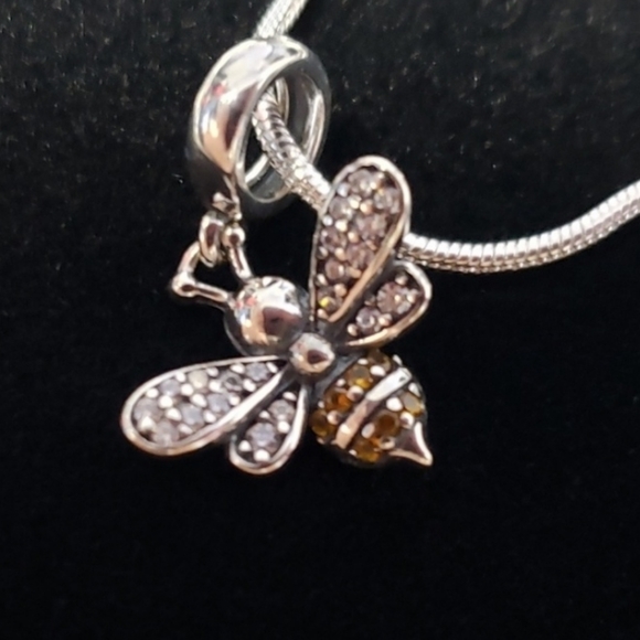 925 Sterling Silver Bee Charm Pendant Cubic Zircon - Picture 7 of 9